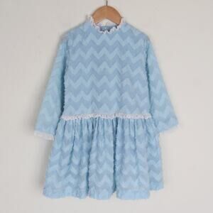 Vintage 1960s Fil Coupé Cotton Voile Chevron Party Dress Size 6/7